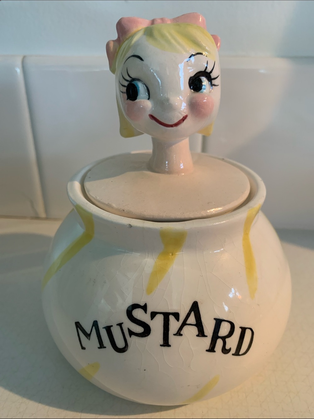 Vintage 50’s Kitchen Decor Pixieware Jam Jar  Blondie Collectables . 5.50 X 4”